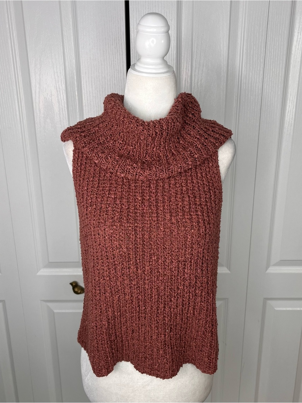Fashion Nova Rust Sleeveless Cowl Neck Sweater Tank